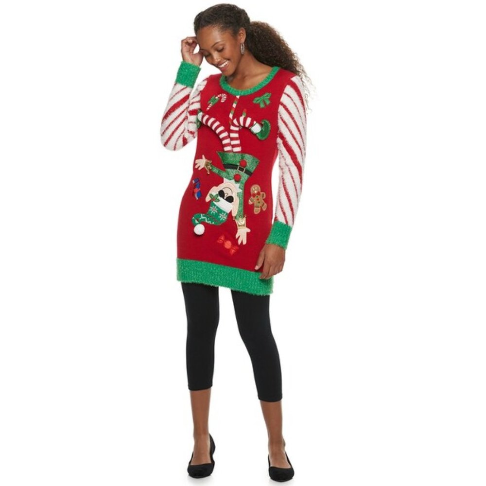 It's Our Time NWT Hanging on Elf Christmas Tunic Sweater Dress XS